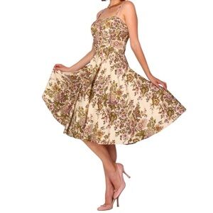 ANTHROPOLOGIE Elevenses Floral Sequin Swing Dress Size 14